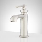 Signature Hardware Cooper Single Hole Bathroom Faucet with Pop-Up Drain Assembly Brushed Nickel