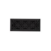 Signature Hardware Ballas Steel Floor Register - 4" x 14" (5-1/4" x 15-3/8" Overall) Black
