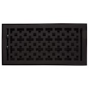 Signature Hardware Durand Iron Floor Register - 6" x 14" Black Powder Coat