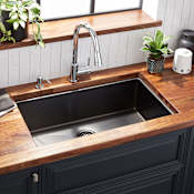Signature Hardware Atlas 32" Undermount Single Basin Stainless Steel Kitchen Sink with Sound Dampening Gunmetal Black