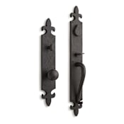 Signature Hardware Cousteau Solid Bronze Full Plate Keyed Entry Single Cylinder Door Handleset with Interior Knob and 2-3/4" Backset Dark Bronze