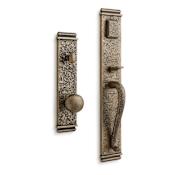 Signature Hardware Griggs Solid Brass Full Plate Keyed Entry Single Cylinder Door Handleset with Interior Knob and 2-3/4" Backset Antique Brass