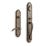 Signature Hardware Marconi Right Handed Solid Brass Full Plate Keyed Entry Single Cylinder Door Handleset with Interior Lever and 2-3/4" Backset Antique Brass