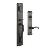 Signature Hardware Griggs Left Handed Solid Bronze Full Plate Keyed Entry Single Cylinder Door Handleset with Interior Lever and 2-3/8" Backset Dark Bronze