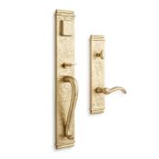 Signature Hardware Griggs Left Handed Solid Brass Full Plate Keyed Entry Single Cylinder Door Handleset with Interior Lever and 2-3/8" Backset Satin Brass
