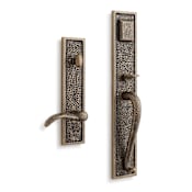 Signature Hardware Traeger Right Handed Solid Brass Hammered Style Full Plate Keyed Entry Single Cylinder Door Handleset with Interior Lever and 2-3/8" Backset Antique Brass
