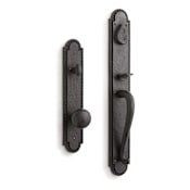 Signature Hardware Marconi Solid Bronze Full Plate Keyed Entry Single Cylinder Door Handleset with Interior Knob and 2-3/8" Backset Dark Bronze