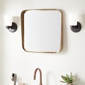 Signature Hardware Palora 21" Square Steel Framed Bathroom Mirror Antique Brass
