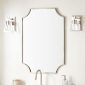 Signature Hardware Ulric 23-7/8" W x 34-1/4" H Geometrics Rectangular Framed Bathroom Wall Mirror Antique Silver