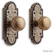 Signature Hardware Marconi Solid Brass Privacy Door Knob Set with 2-3/8" Backset Antique Brass