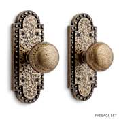 Signature Hardware Marconi Solid Brass Passage Door Knob Set with 2-3/8" Backset Antique Brass