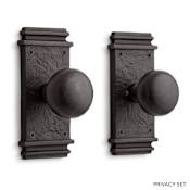 Signature Hardware Griggs Solid Bronze Privacy Door Knob Set with 2-3/8" Backset Dark Bronze