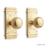 Signature Hardware Griggs Solid Brass Privacy Door Knob Set with 2-3/8" Backset Satin Brass