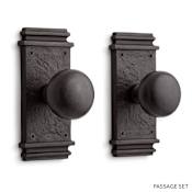 Signature Hardware Griggs Solid Bronze Passage Door Knob Set with 2-3/8" Backset Dark Bronze