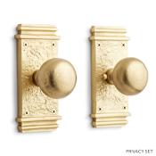 Signature Hardware Griggs Solid Brass Privacy Door Knob Set with 2-3/4" Backset Satin Brass