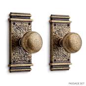 Signature Hardware Griggs Solid Brass Passage Door Knob Set with 2-3/4" Backset Antique Brass