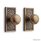 Signature Hardware Traeger Solid Brass Privacy Door Knob Set with 2-3/4" Backset Antique Brass