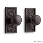 Signature Hardware Traeger Solid Bronze Passage Door Knob Set with 2-3/4" Backset Dark Bronze