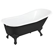 Signature Hardware Goodwin 66" Cast Iron Soaking Clawfoot Tub with Rolled Rim - Less External Drain and Overflow and Faucet Holes Black / Black Feet