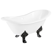 Signature Hardware Arabella 72" Cast Iron Soaking Clawfoot Tub with Pre-Drilled Overflow and Tap Deck - Less External Drain and Overflow and Faucet Holes White / Black Feet