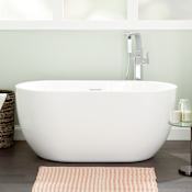 Signature Hardware Boyce 56" Free Standing Acrylic Soaking Tub with Integrated Drain and Overflow White / White Drain