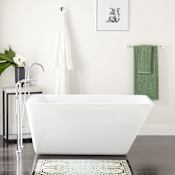 Signature Hardware Jaidyn 55" Acrylic Soaking Freestanding Tub with Integrated Drain and Overflow White / White