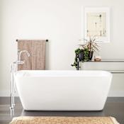 Signature Hardware Zaida 67" Acrylic Soaking Freestanding Tub with Integrated Drain and Overflow White / White