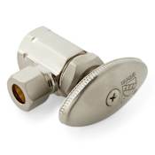 Signature Hardware Angle Stop with Oval Handle - 1/2" X 3/8" Brushed Nickel