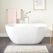 Signature Hardware Hibiscus 59" Oval Acrylic Soaking Freestanding Tub with Tap Deck and Integrated Drain and Overflow White