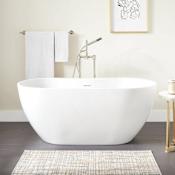 Signature Hardware Hibiscus 67" Oval Acrylic Soaking Freestanding Tub with Tap Deck and Integrated Drain and Overflow White
