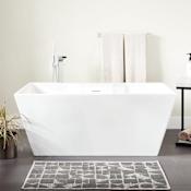 Signature Hardware Hibiscus 59" Rectangular Acrylic Soaking Freestanding Tub with Tap Deck and Integrated Drain and Overflow White