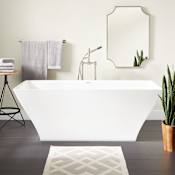 Signature Hardware Carraway 66" Solid Surface Soaking Freestanding Tub with Integrated Drain and Overflow White / Gloss Finish