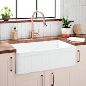 Signature Hardware Curington 30" Farmhouse Single Basin Fireclay Kitchen Sink with Flute Apron White