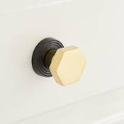 Signature Hardware Khoit 1-1/4 Inch Wide Geometric Cabinet Knob with Base Black / Polished Brass
