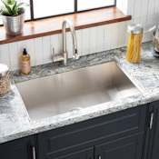 Signature Hardware Sitka 33" Drop In / Undermount Single Basin Stainless Steel Kitchen Sink with Single Faucet Hole Stainless Steel