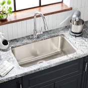 Signature Hardware Calverton 30" Drop In / Undermount Single Basin Stainless Steel Kitchen Sink Stainless Steel