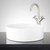 Signature Hardware Hibiscus 16" Circular Fireclay Vessel Bathroom Sink White