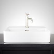 Signature Hardware Hibiscus 20" Fireclay Vessel Bathroom Sink with Single Faucet Hole White