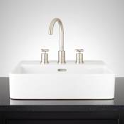 Signature Hardware Hibiscus 20" Fireclay Vessel Bathroom Sink with 3 Faucet Holes at 8" Centers White