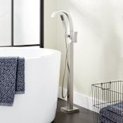 Signature Hardware Vilamonte Floor Mounted Tub Filler Faucet - Includes Hand Shower Brushed Nickel