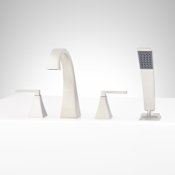 Signature Hardware Vilamonte Deck Mounted Roman Tub Filler Faucet - Includes Hand Shower Brushed Nickel
