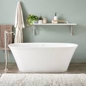 Signature Hardware Doric 67" Solid Surface Soaking Tub with Integrated Drain and Overflow White