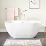Signature Hardware Hibiscus 67" Oval Acrylic Soaking Freestanding Tub with Integrated Drain and Overflow White