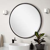 Signature Hardware Sobb 36" Diameter Circular Framed Bathroom Wall Mirror Black Powder Coat