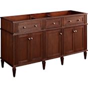 Signature Hardware Elmdale 60" Freestanding Mahogany Double Basin Vanity Cabinet - Cabinet Only - Less Vanity Top Antique Brown