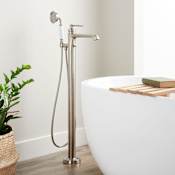 Signature Hardware Cooper Freestanding Tub Filler with 1.8 GPM Hand Shower Brushed Nickel