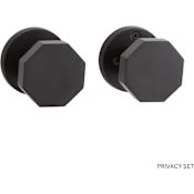 Signature Hardware Ambrus Solid Brass Privacy Door Knob Set with 2-3/8" Backset Matte Black
