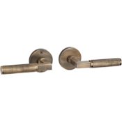 Signature Hardware Satcher Solid Brass Passage Door Lever Set with 2-3/4" Backset Antique Brass