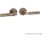 Signature Hardware Satcher Solid Brass Passage Door Lever Set with 2-3/8" Backset Antique Brass