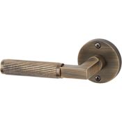 Signature Hardware Satcher Left Hand Solid Brass Single Dummy Door Lever Antique Brass